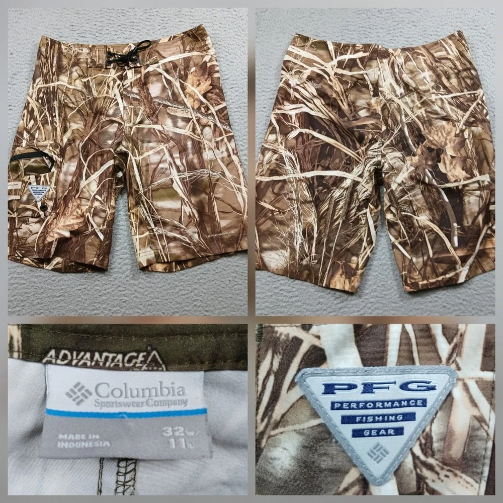 Columbia PFG Fishing Shorts Men's 32 RealTree Camo Omni-Shield Performance Cargo